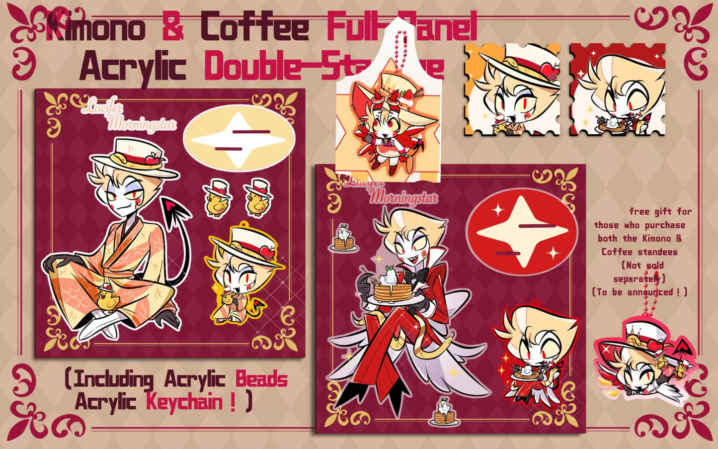 [Pre-order] Kimono/Café Lucifer Standee and Keychain