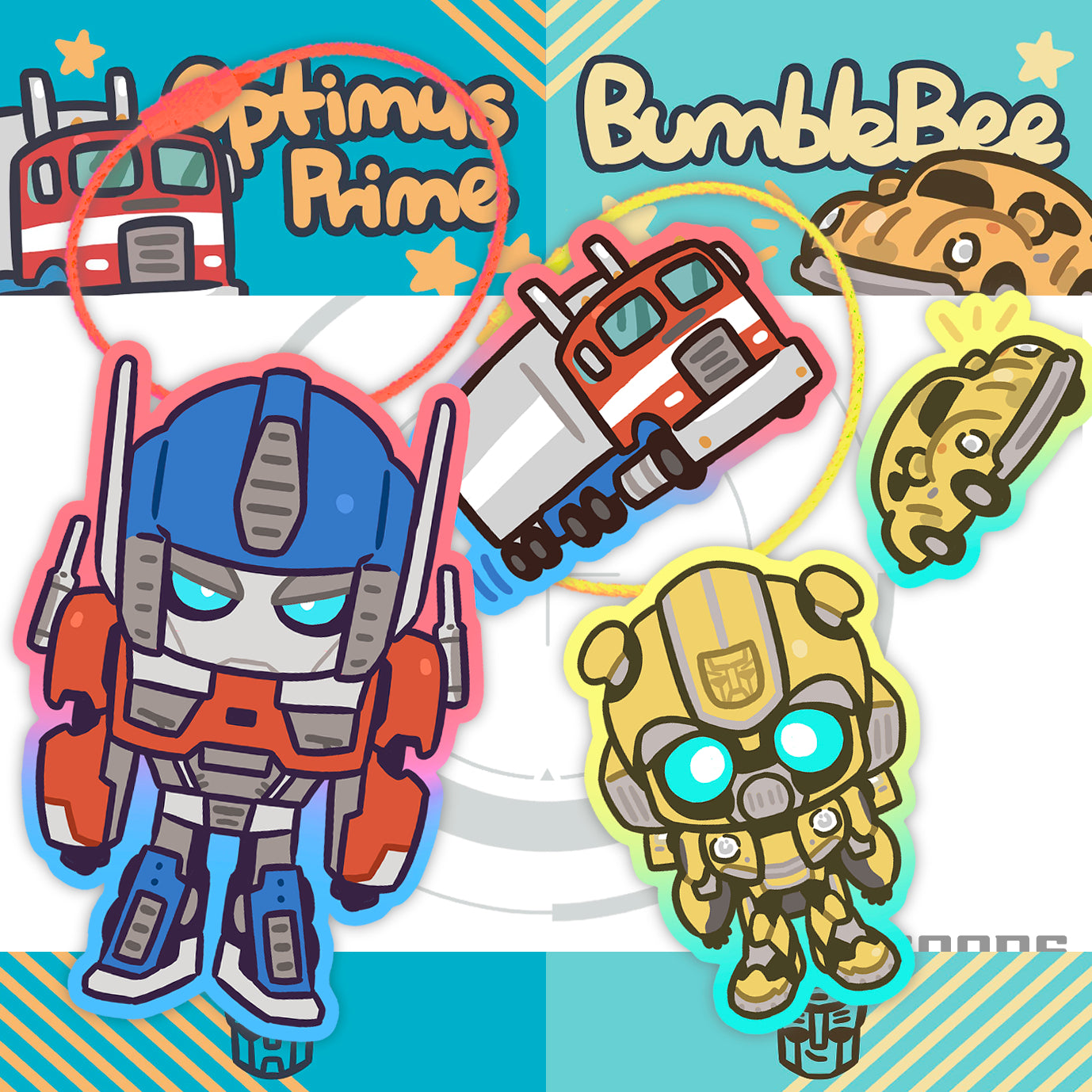 [In-stock]Optimus Prime&Bumblebee acrylic keychain – StarrToy