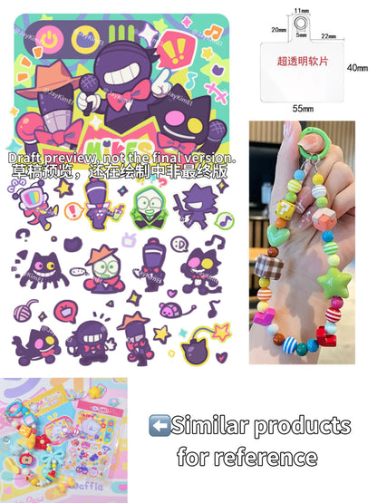 Mike Trio Transfer Sticker and Phone Charm Strap