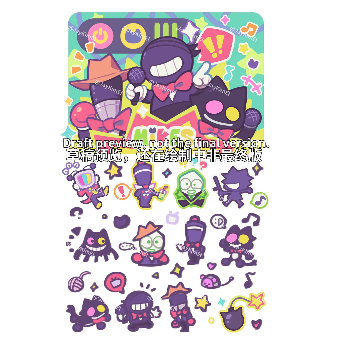 Mike Trio Transfer Sticker and Phone Charm Strap