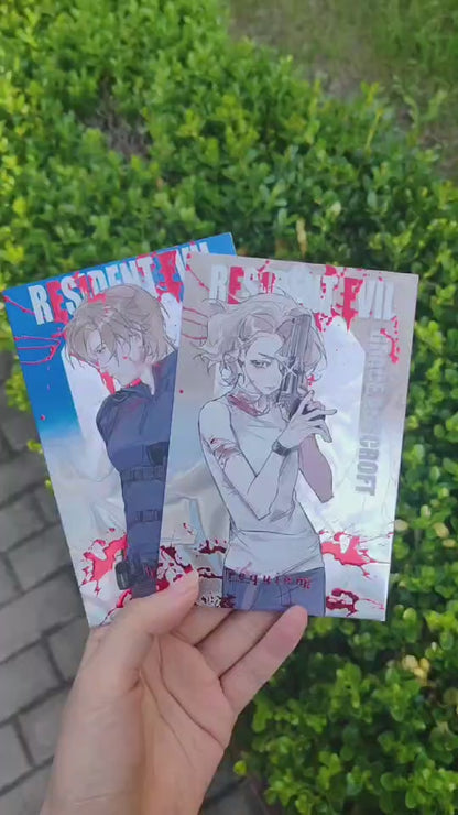 [Pre-order]RE9 Leon and Grace Ashcroft Postcard and Glitter Badge and Acrylic Standee
