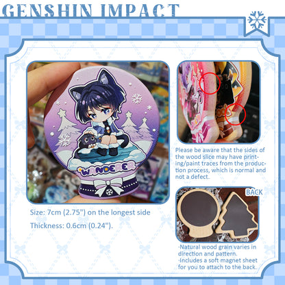 [Pre-order]-Winter Fluffy Series  RAISED RELIEF CARVED WOOD FRIDGE MAGNET