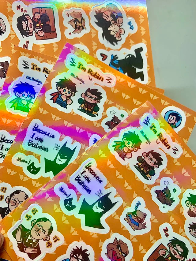 [Pre-order] DC Batfam & Super Sons Plain Holographic Stickers