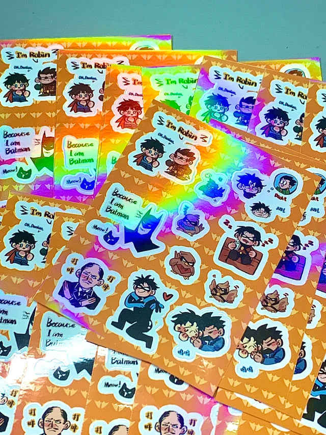 [Pre-order] DC Batfam & Super Sons Plain Holographic Stickers