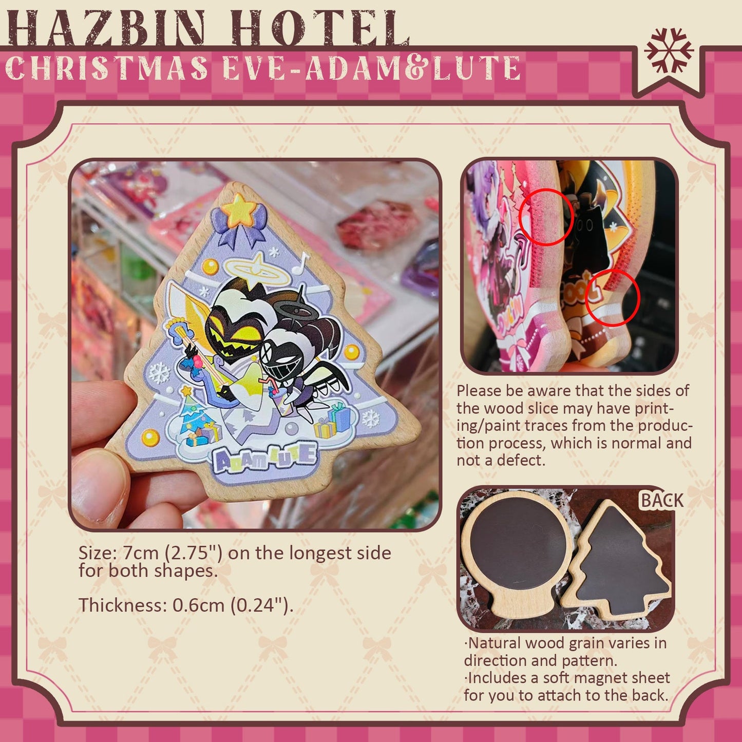 【Hazbin Hotel】Hazbin Holiday “Raised Relief Carved Wood Fridge Magnet”